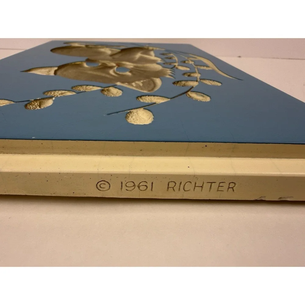 Richter 1961 Chalkware Kitten Plaque Nursery Household Collectible Vintage
